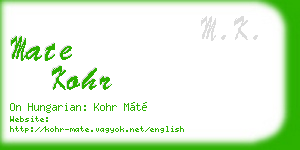 mate kohr business card