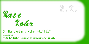 mate kohr business card